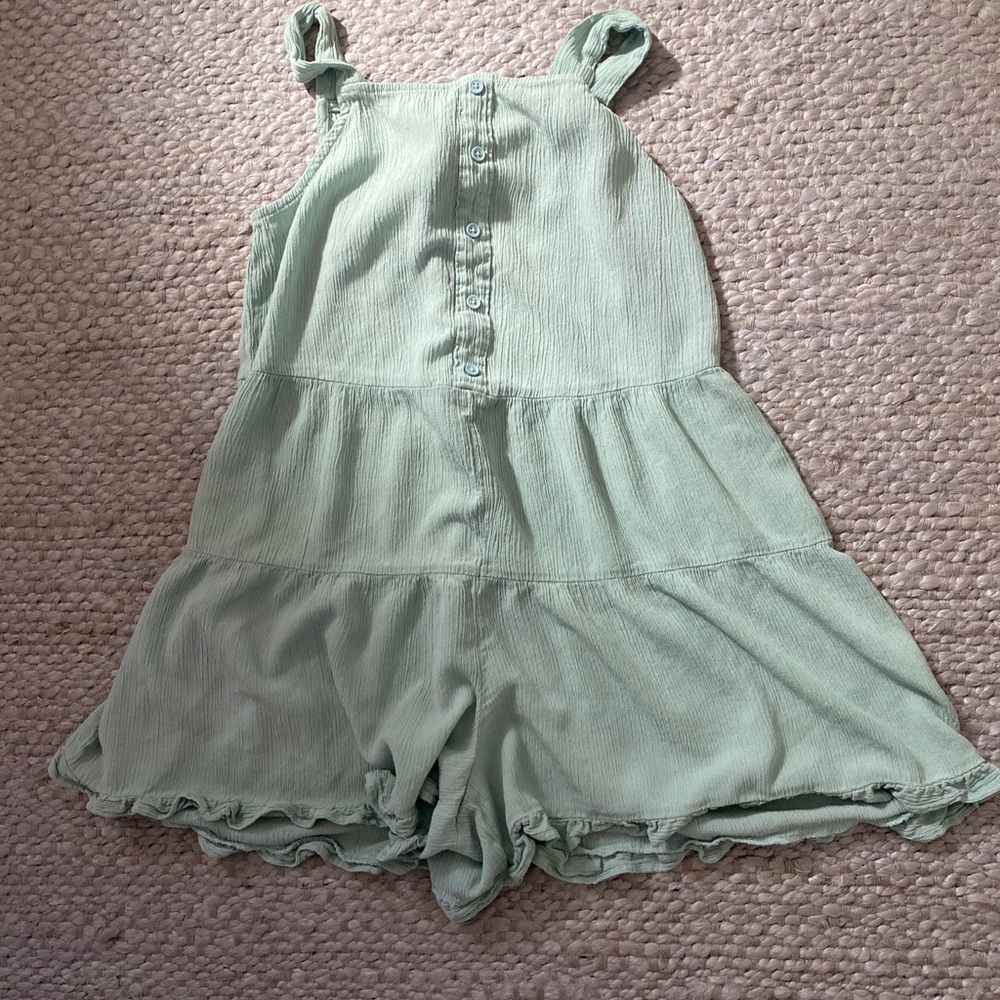 Light teal target romper